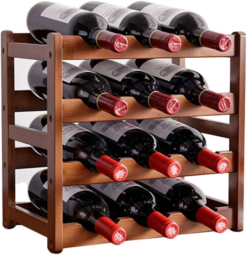 SGSG Bamboo Stackable Wine Rack with Neck Groove