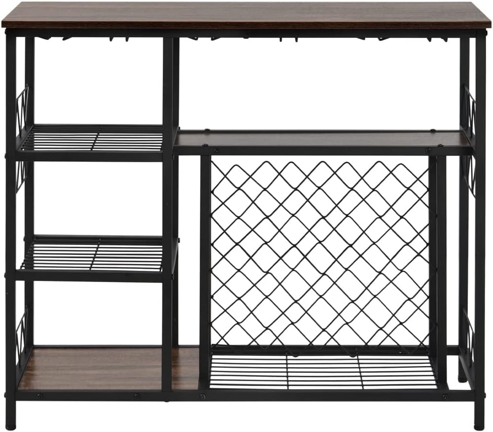 Stylish Freestanding Wine Rack with Glass Shelves and Storage Cabinet