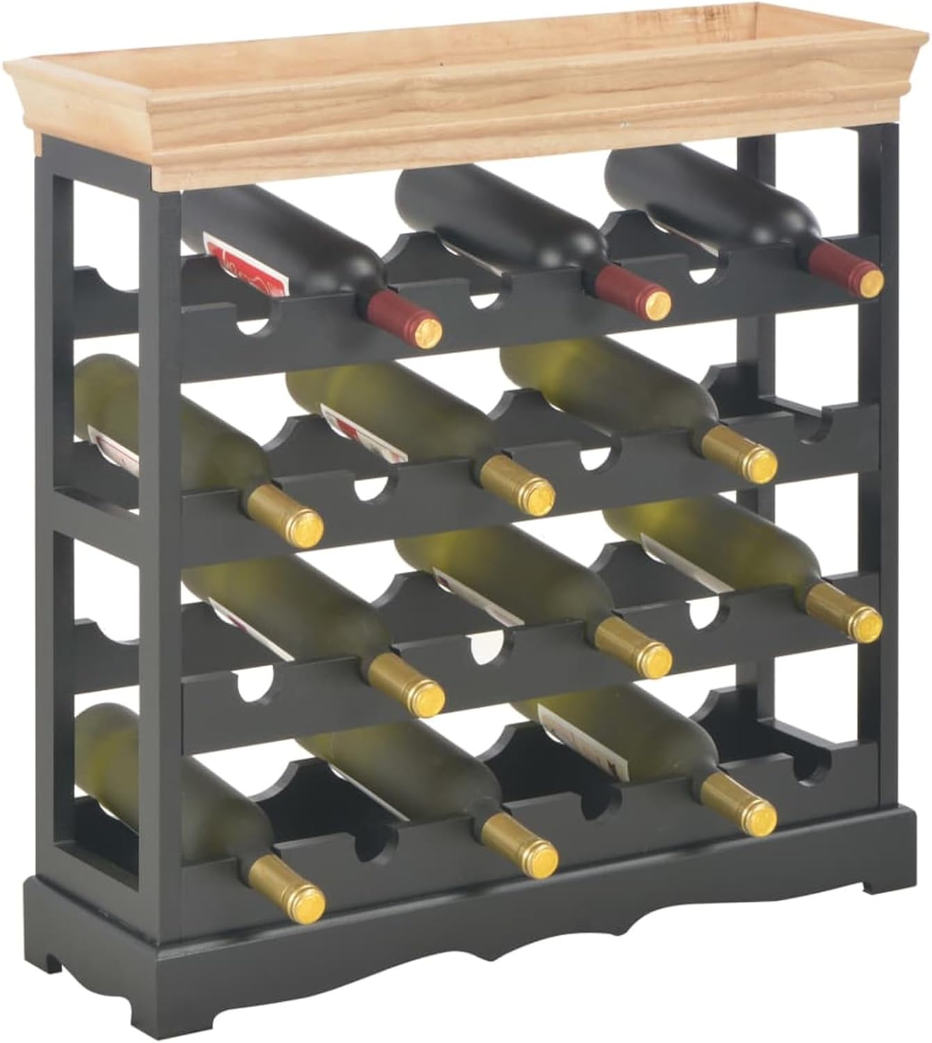 Jiaocha Freestanding Wine Cabinet with 4 Shelves and Top Tray
