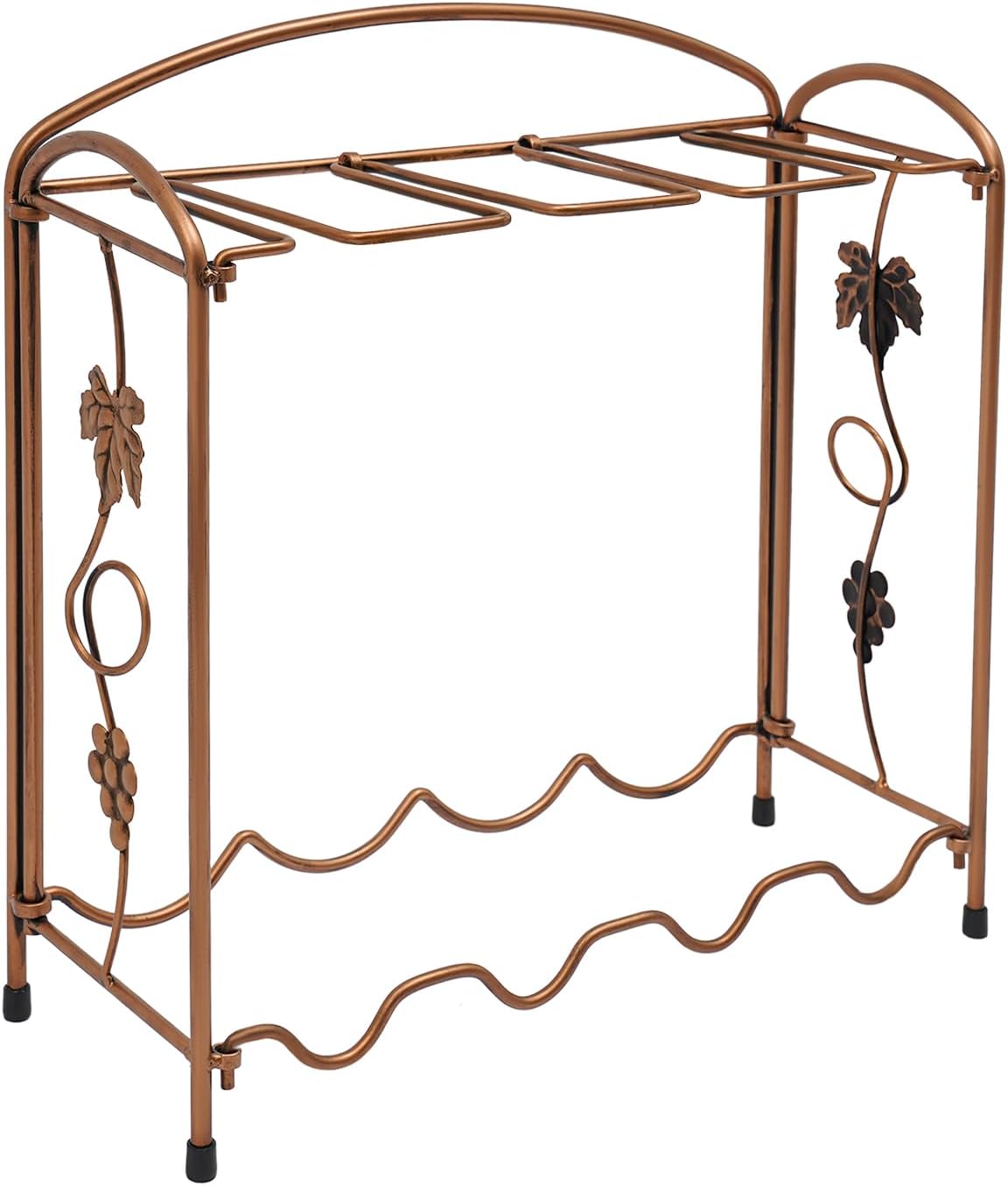 CURIEUYU 4-Bottle 8-Cup Tabletop Wine Rack Bronze