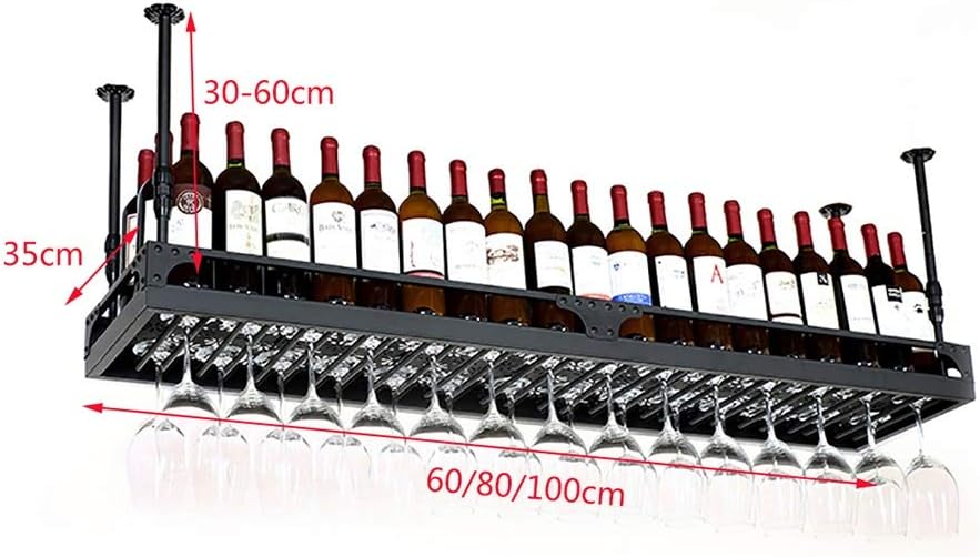 ZJDYDY Glass Wine Glass Frame Ceiling Metal Wine Rack 100cm