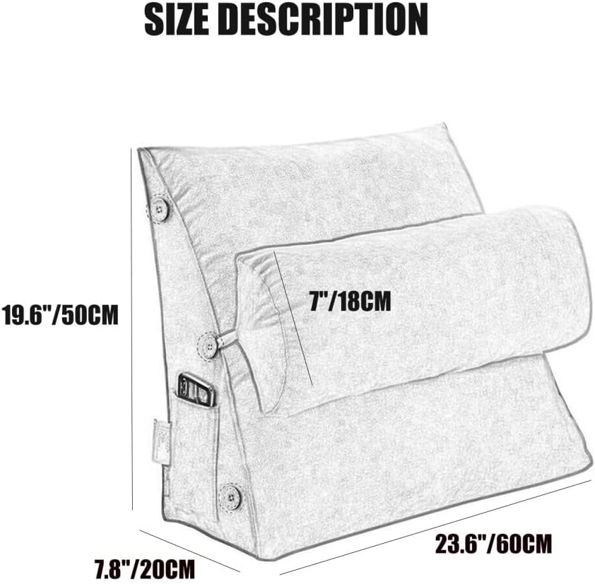 ZZYK Adjustable Reading Throw Cushion with Back Support Sky Blue 236 Inch