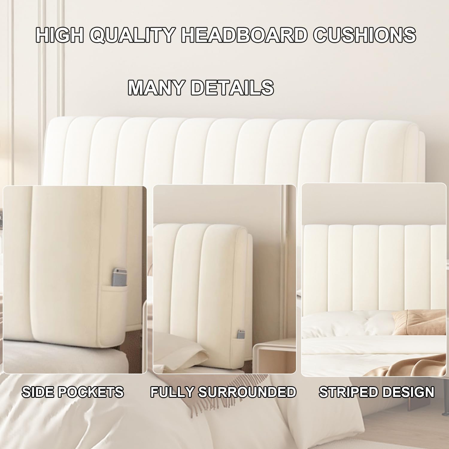 ZZYK Rectangle Upholstered Headboard Pillow for Bed