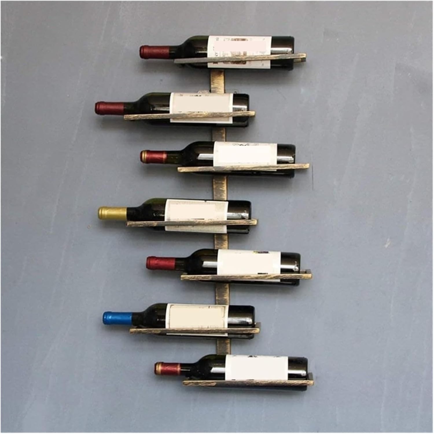 Industrial Style Freestanding Wine Rack with Wrought Iron Design