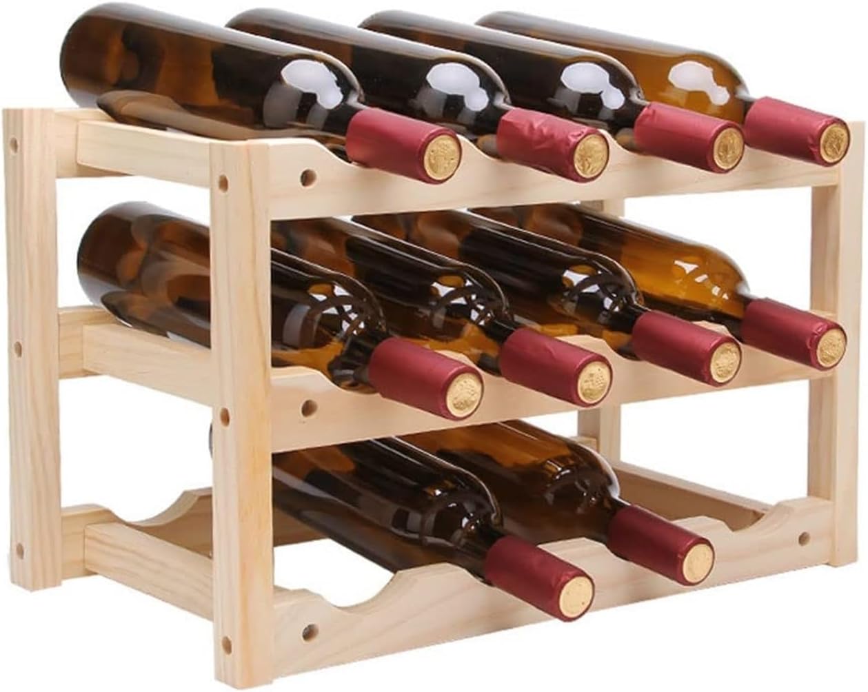 Freestanding 3-Tier Wine Rack for 12 Bottles