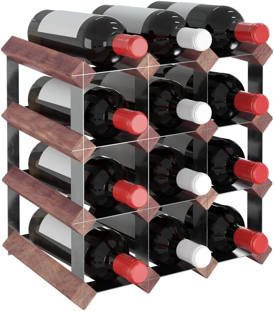 vidaXL Brown Wine Rack - 12 Bottle Storage