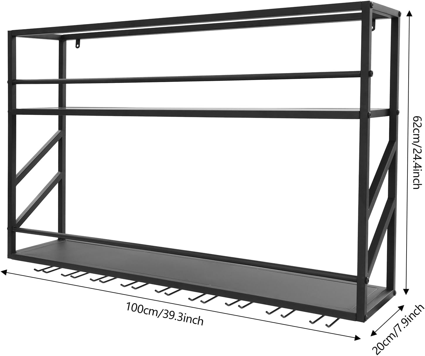 TFCFL Wall Mount Wine Rack 2-Tier Metal Storage