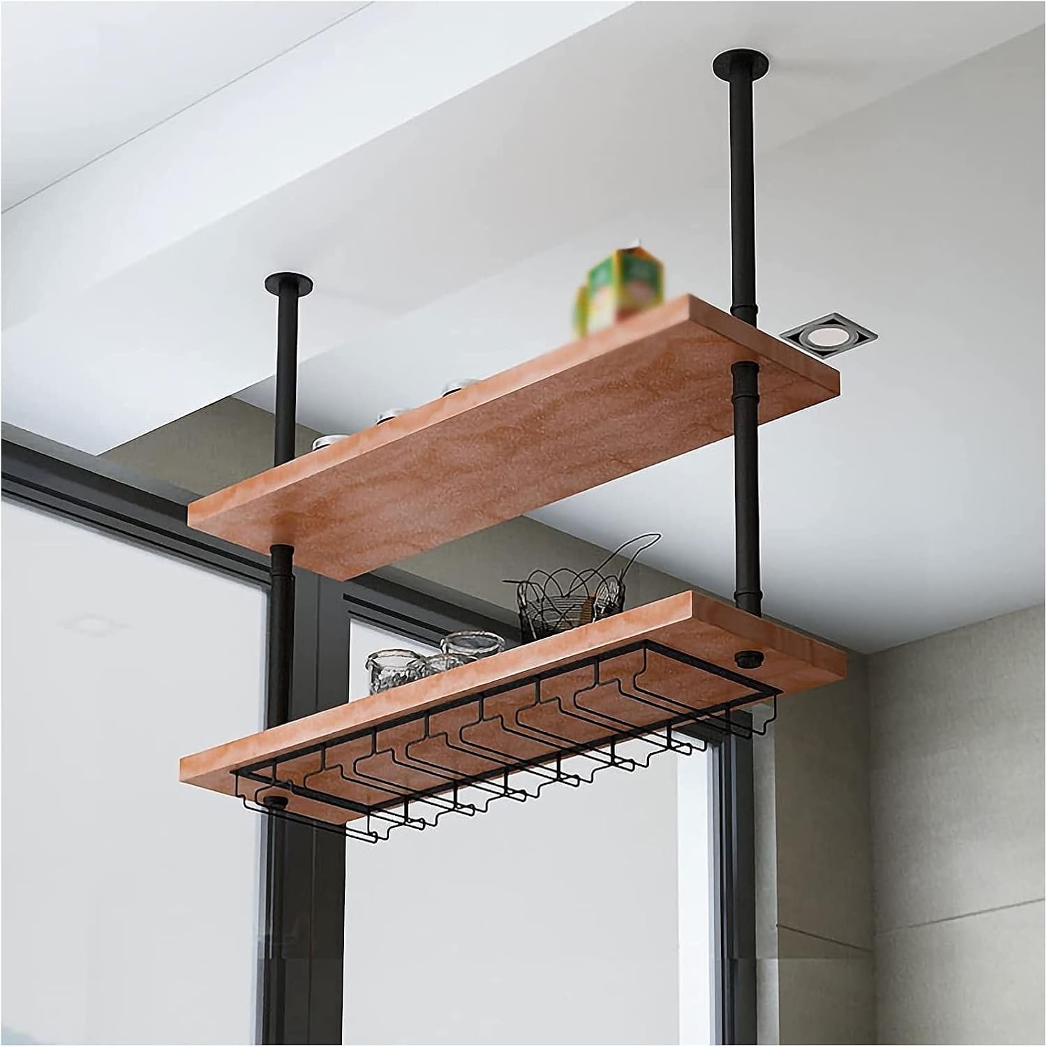 ALDEPO Wine Rack Single Layer Ceiling Mount Storage