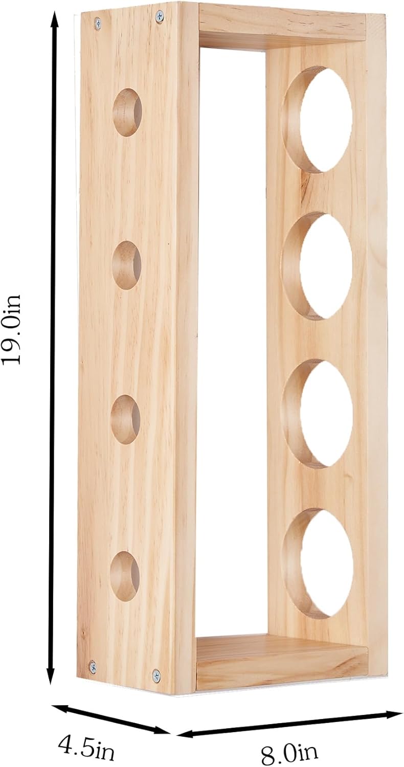 4-Bottle Wall Wine Rack - Solid Pine Wine Holder