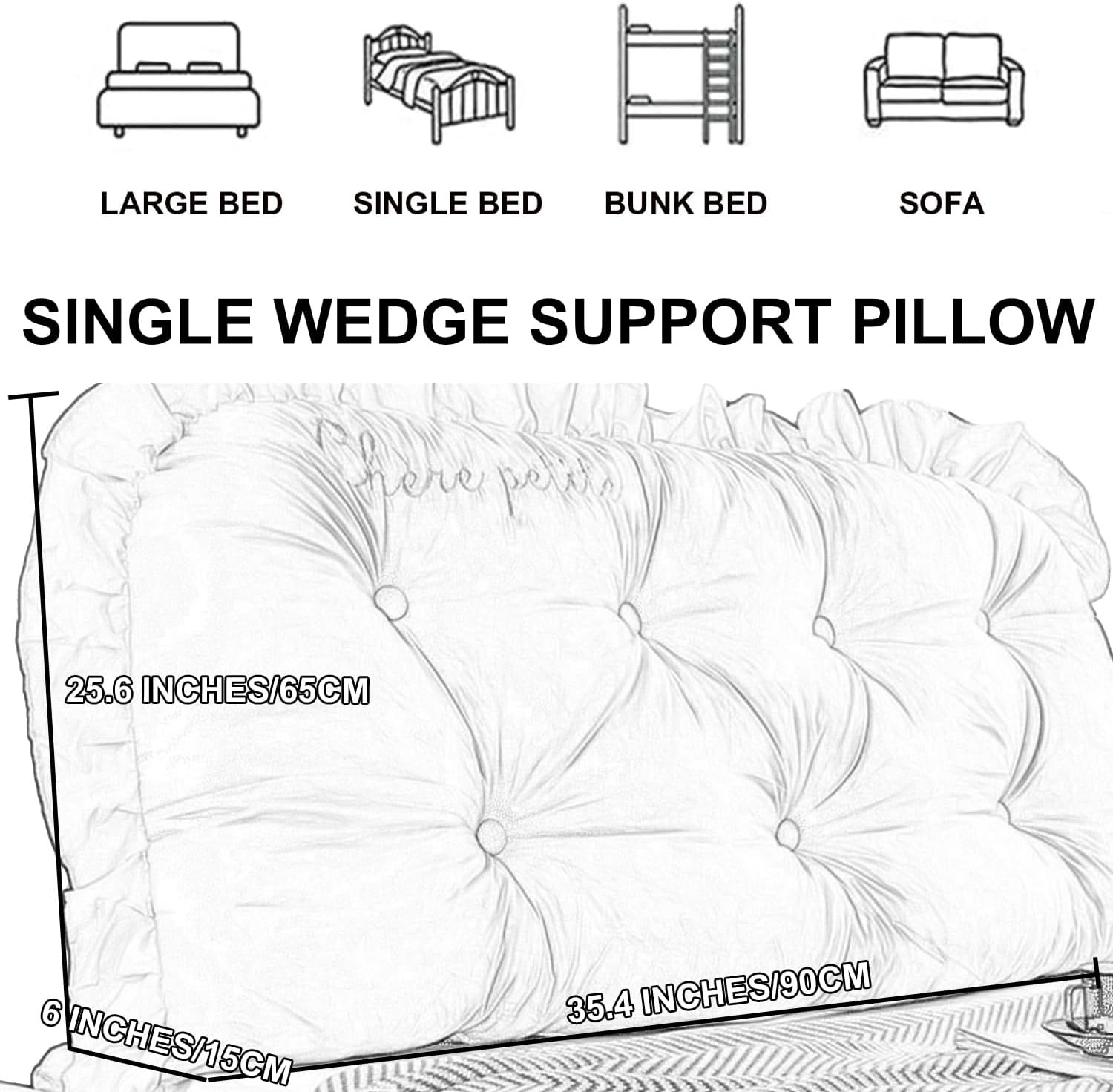 ZZYK Soft Wedge Reading Pillow Large Bolster