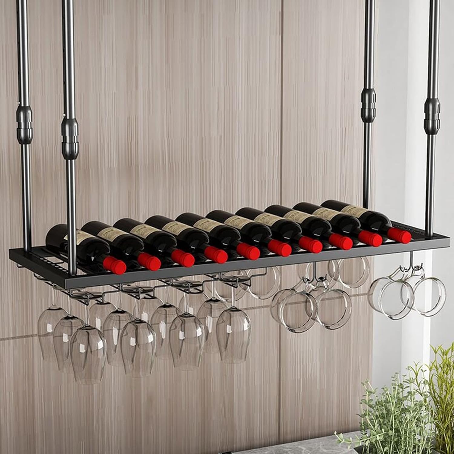 Suuim Wall-Mounted Wine Rack with Glass Holder 1
