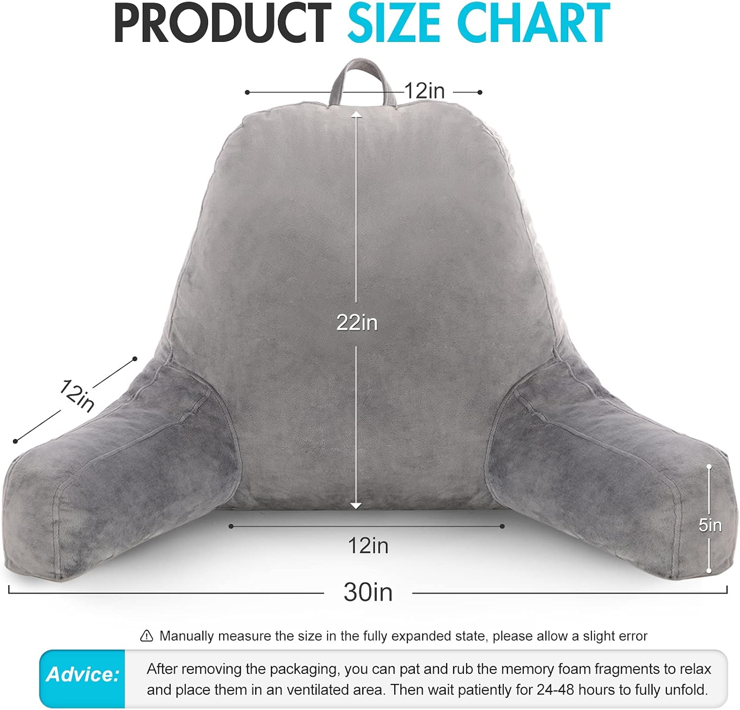 Reading Pillow with Velvet Cover and Memory Foam Support