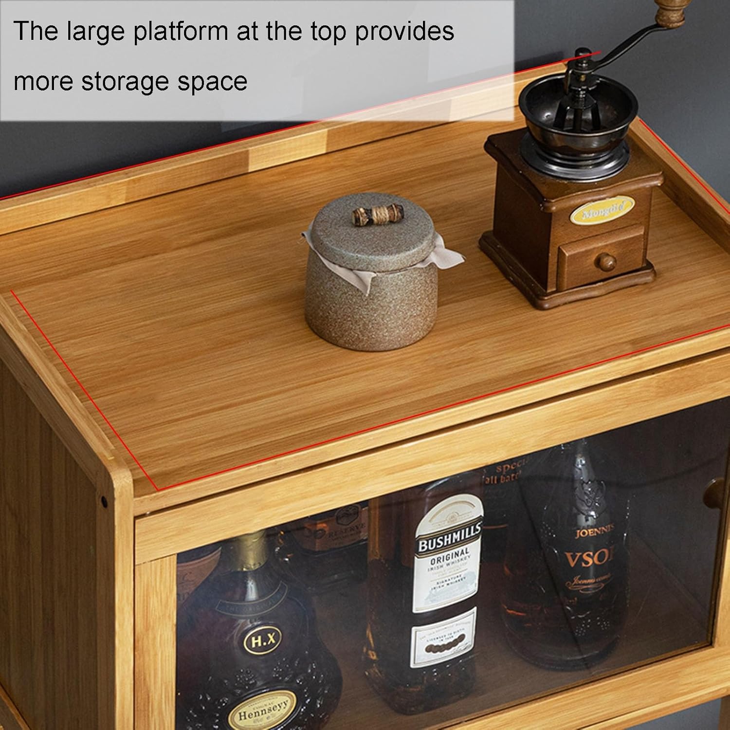 Wood Wine Bar Cabinet with Tabletop Storage Space-Saving Light Brown 52x30x90cm