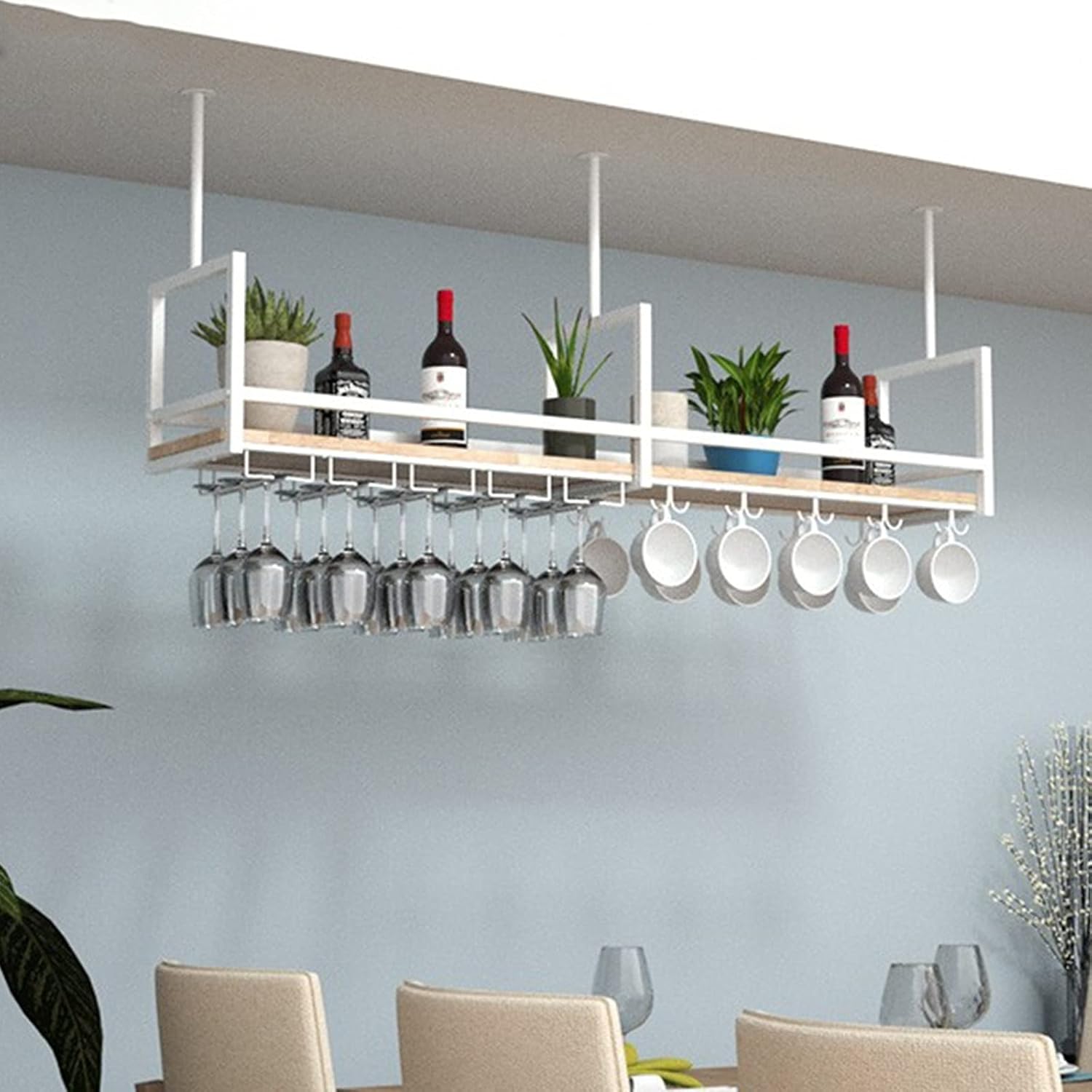 Suuim Wall-Mounted Wine Rack with Goblet Holder