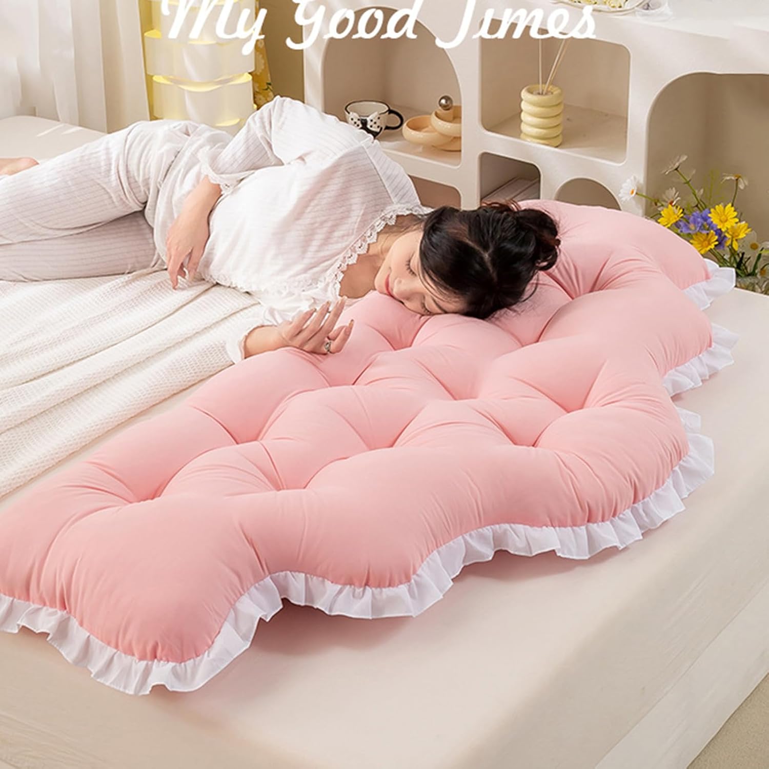 Crown Bed Wedge Pillow - 200x75x10cm Luxury Reading Support Cushion