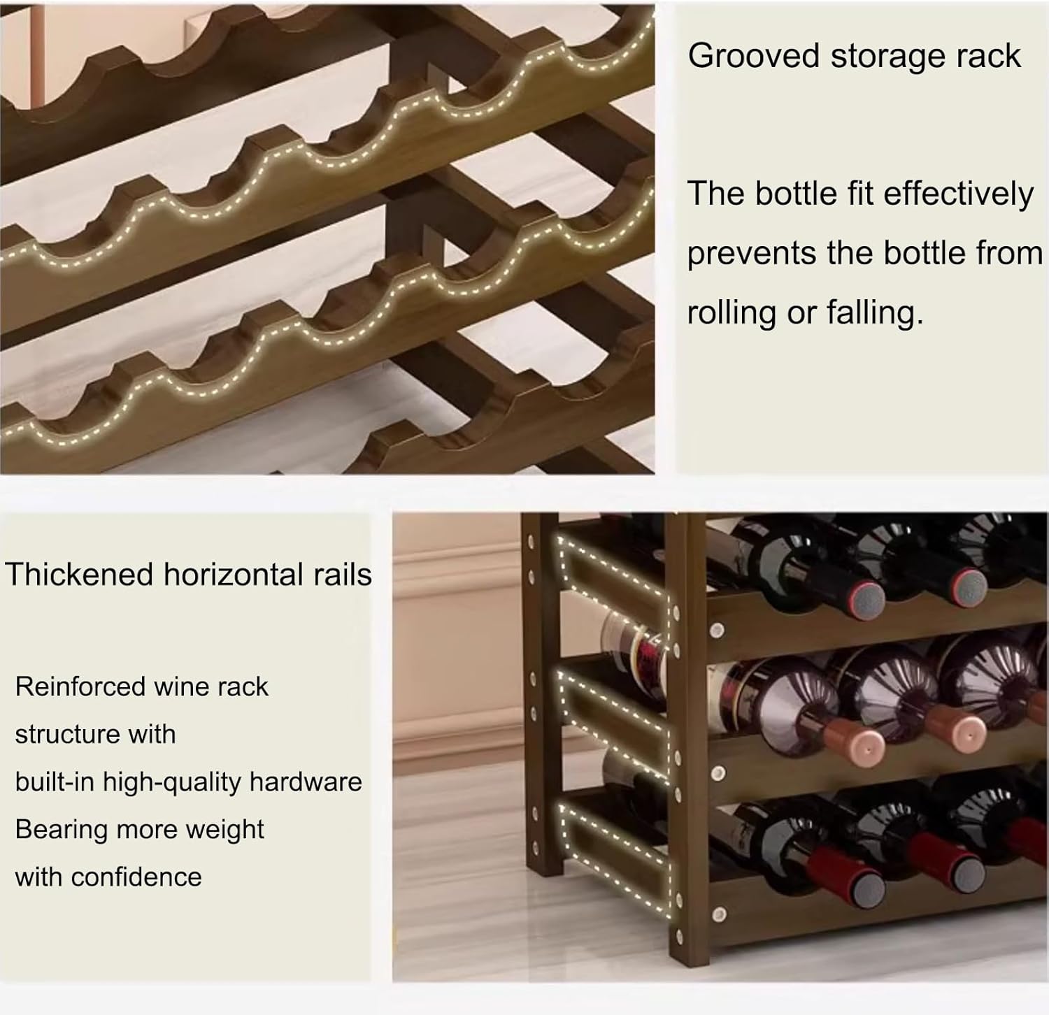 COmepa Freestanding Bamboo Wine Rack 8 Bottle 2 Tier