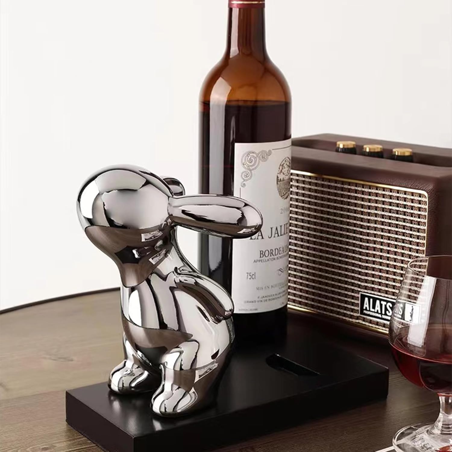 Linxia Tabletop Wine Rack with Bunny Decor