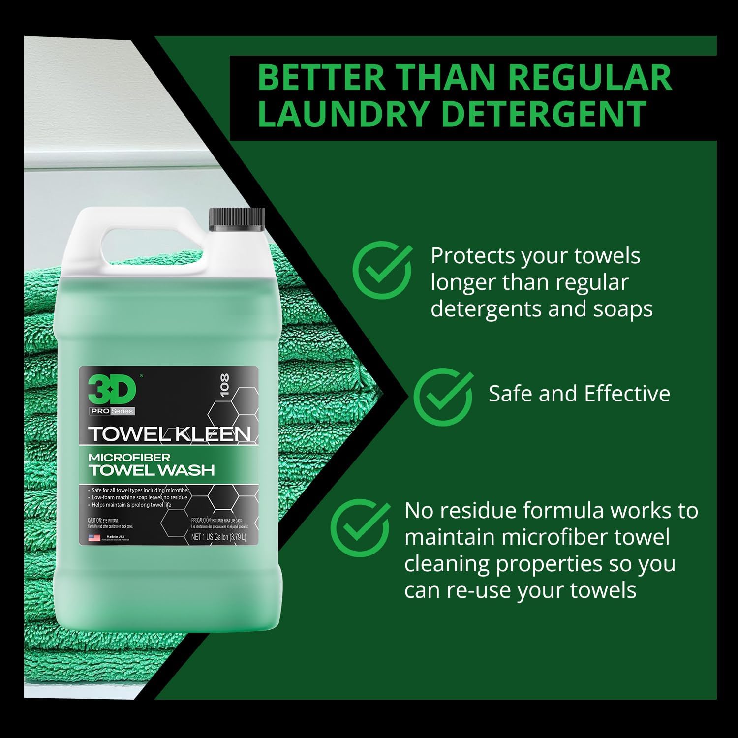 3D Towel Kleen Microfiber Detergent - 1 Gallon