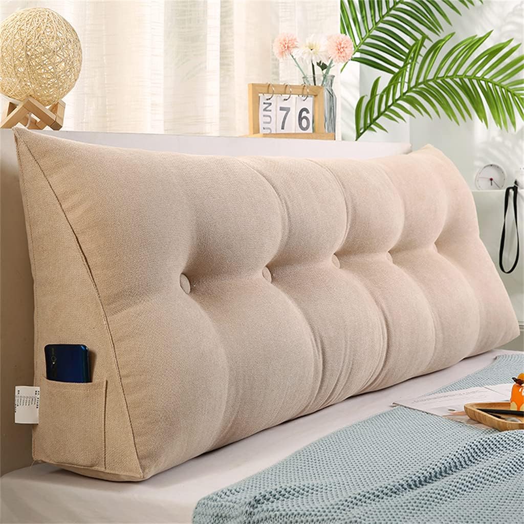 ZZYK Triangular Headboard Pillow 59inch Beige Comfort Cushion