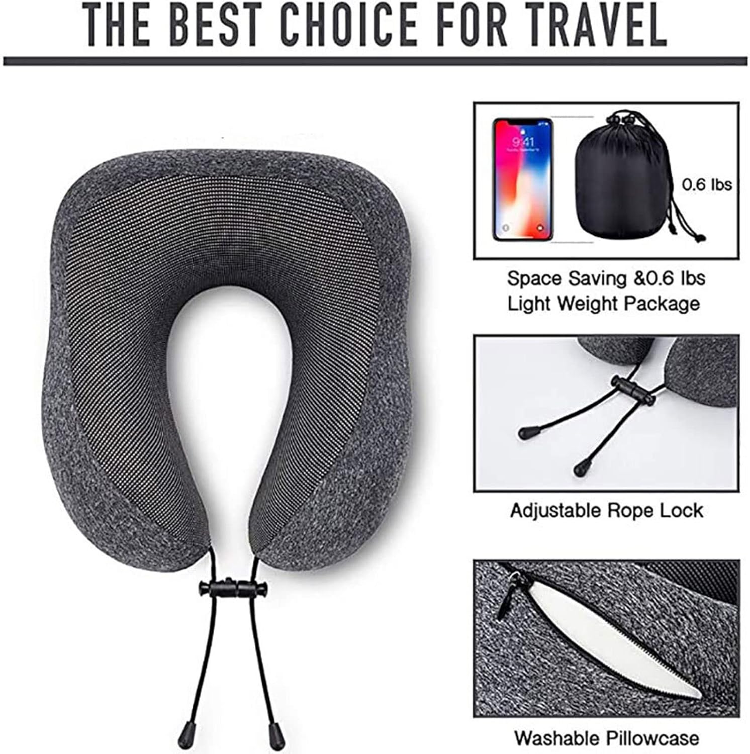 DDGURDH Memory Foam U-Shaped Neck Pillow
