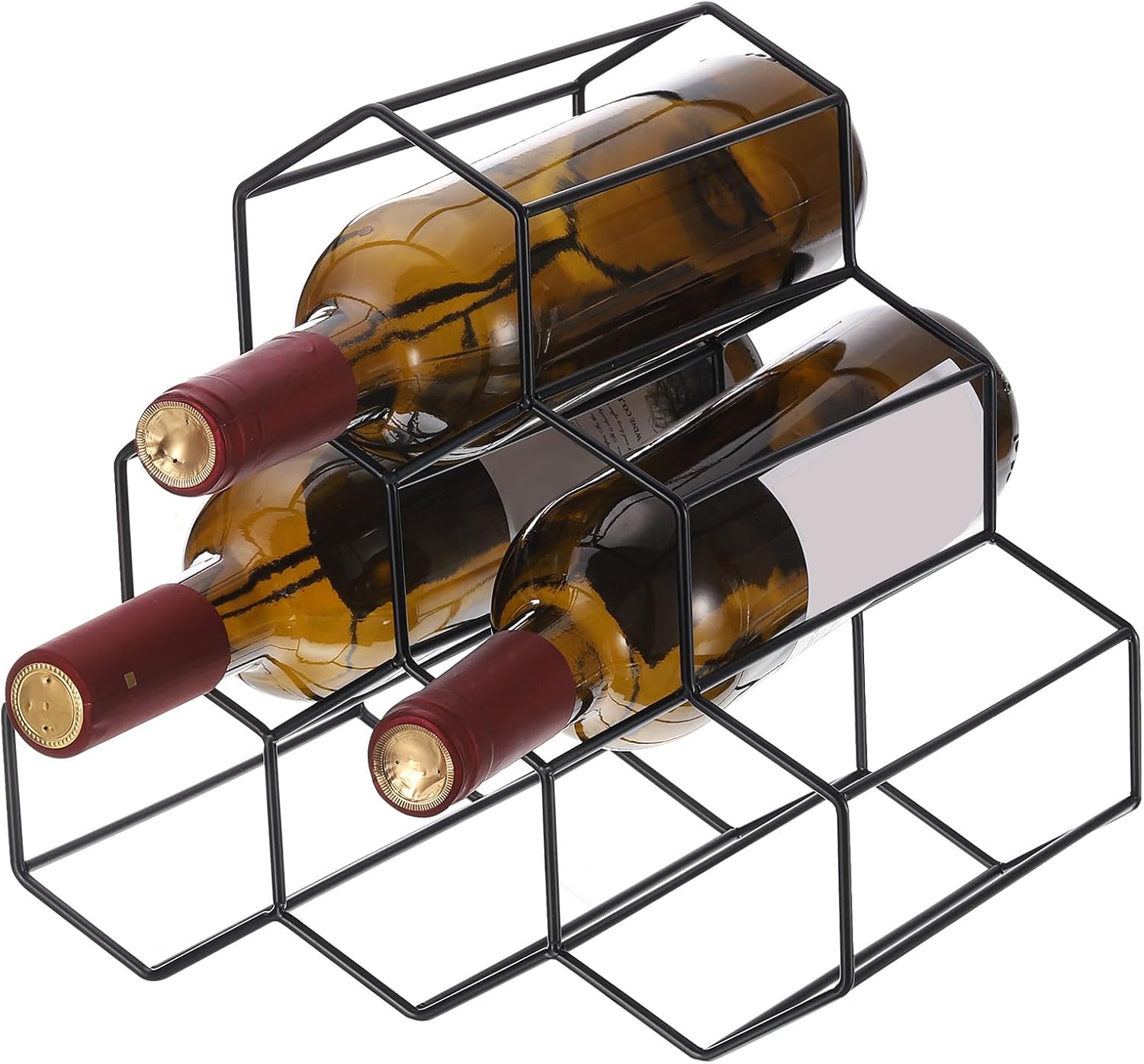 Uxcell 6 Bottle Metal Wine Rack Freestanding Storage Stand Black