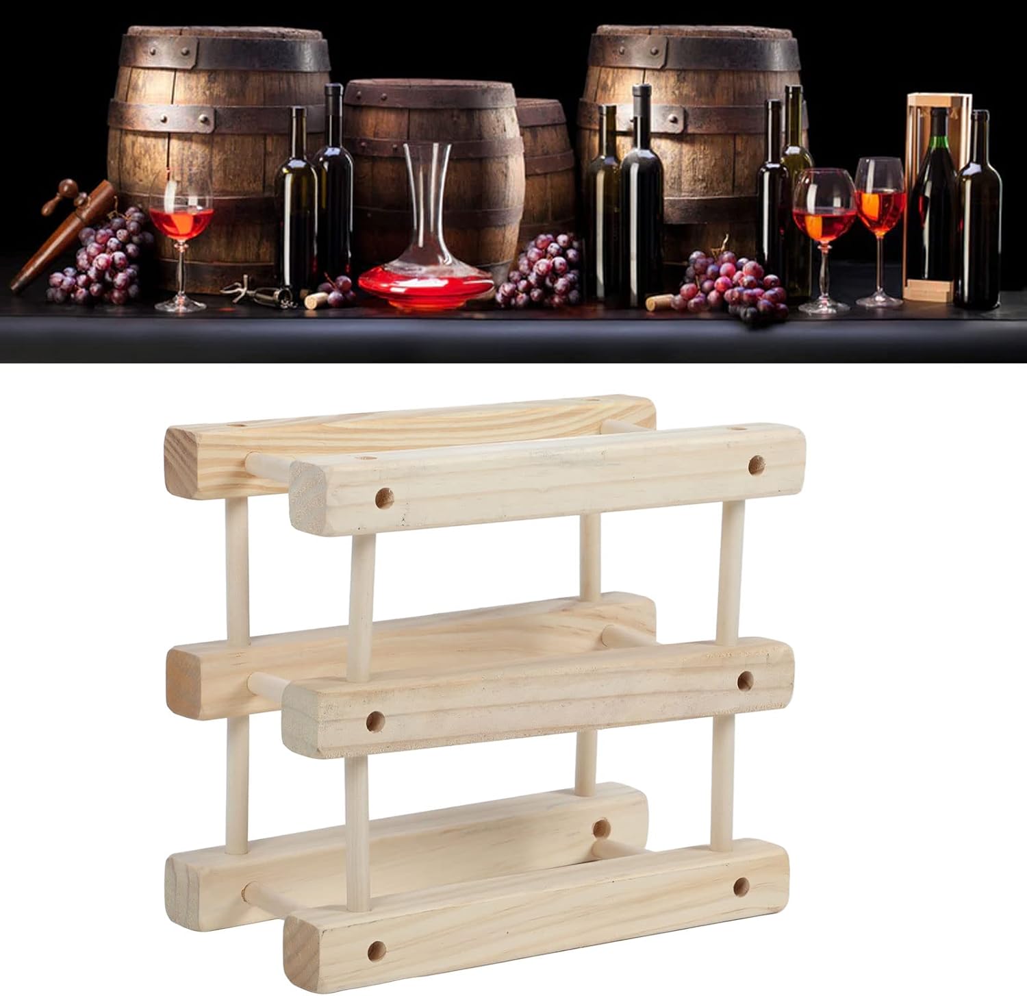 Asixxsix 6 Bottle Freestanding Wine Rack with 3 Tiers