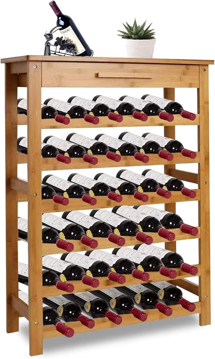 Kinsuite Bamboo Wine Rack 36 Bottle Storage Display Shelves
