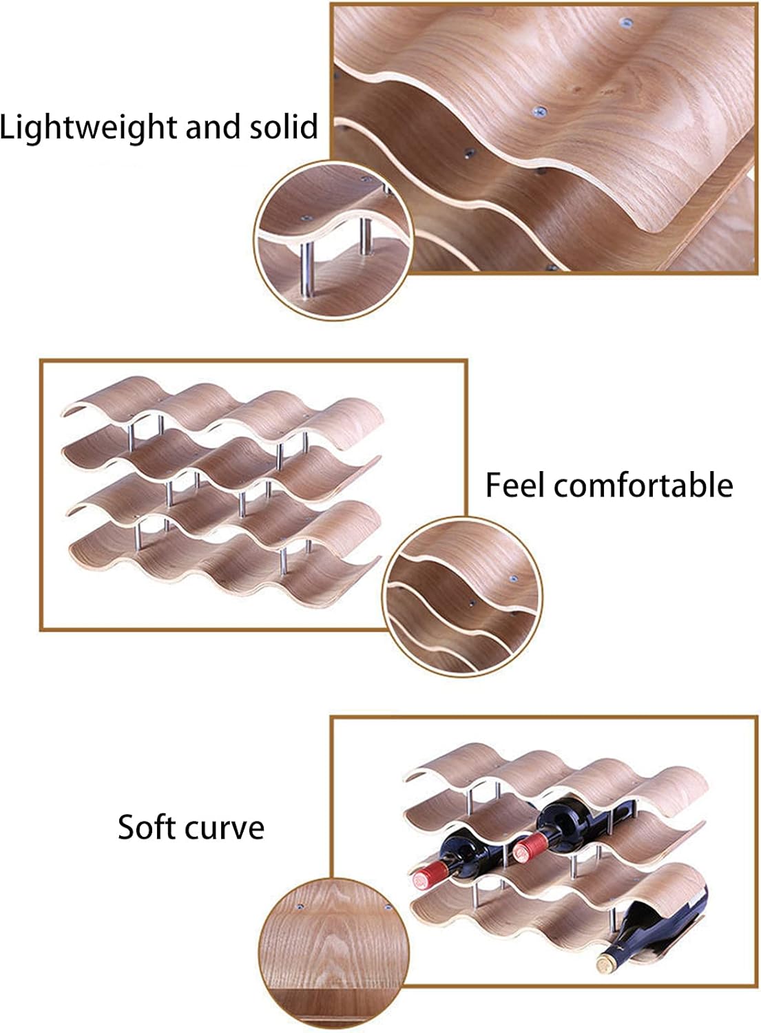 Stackable Wine Rack with 3 Layers for 12 Bottles