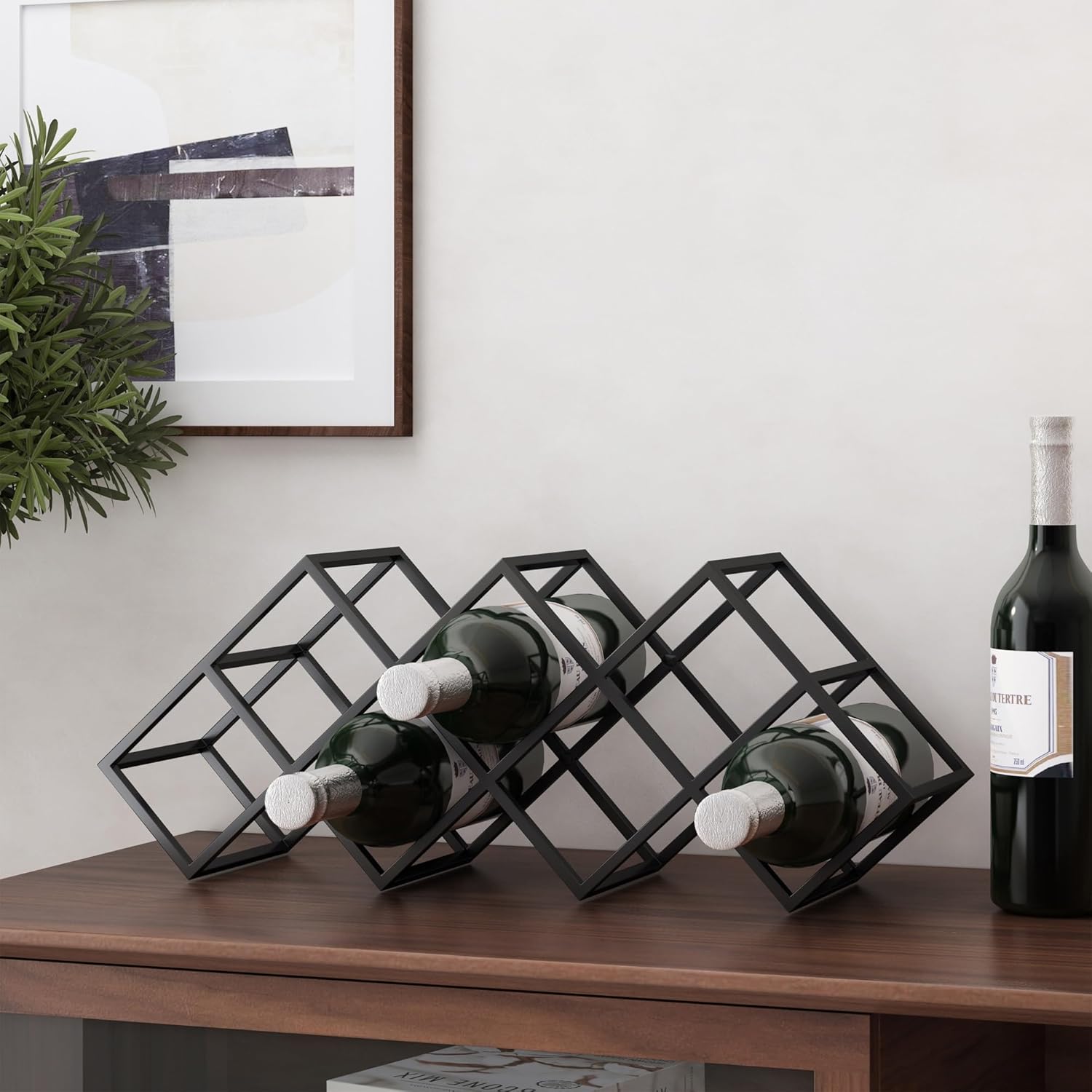 Modern Industrial Wine Rack with 7 Bottle Holders