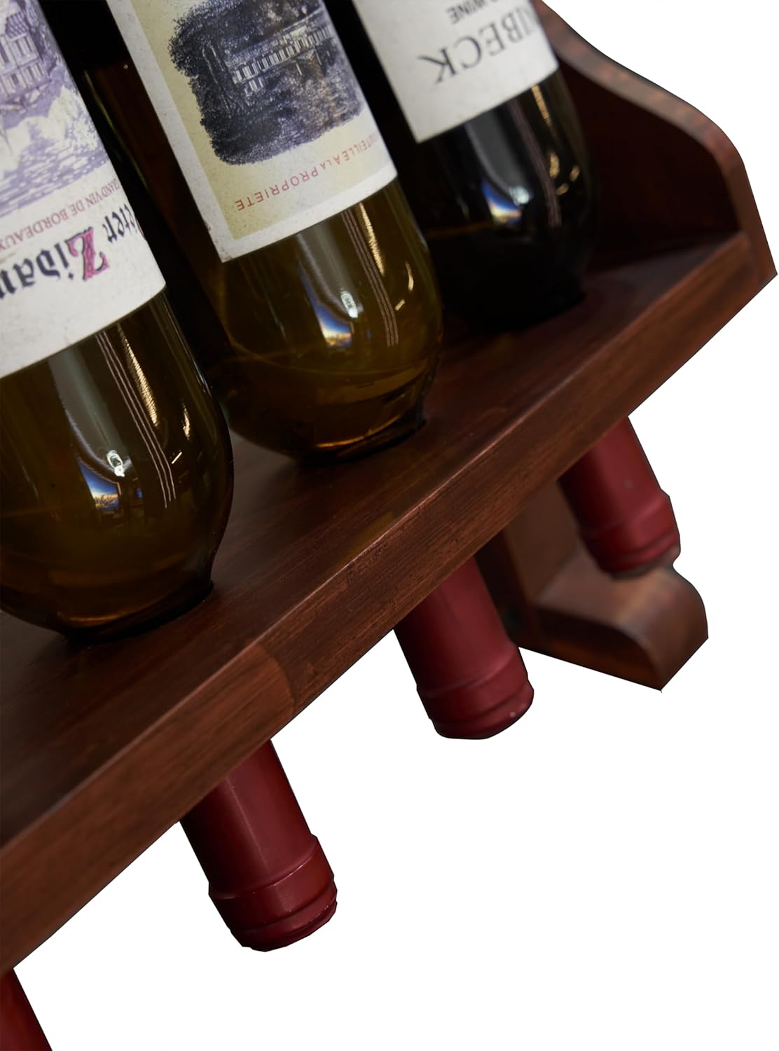 Elegant Solid Wood Wine Rack with Cup Holder