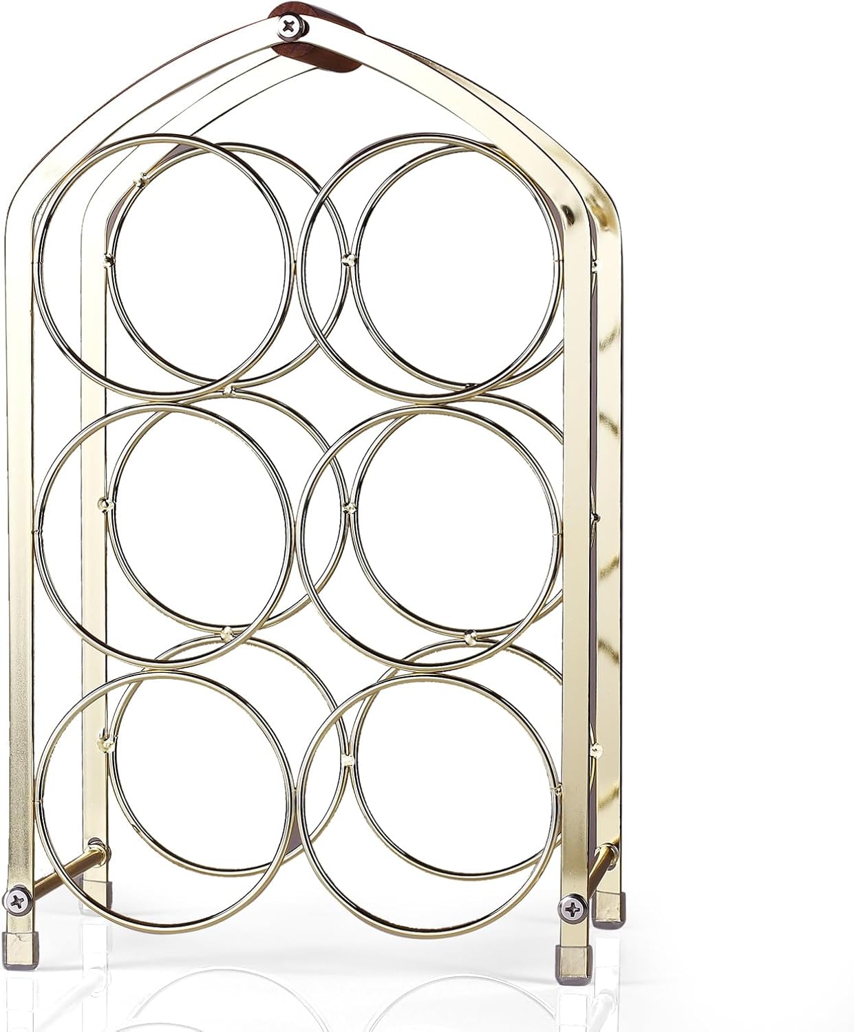 Drincarier 6 Bottle Countertop Wine Rack - Gold Metal 3 Tier Storage Stand