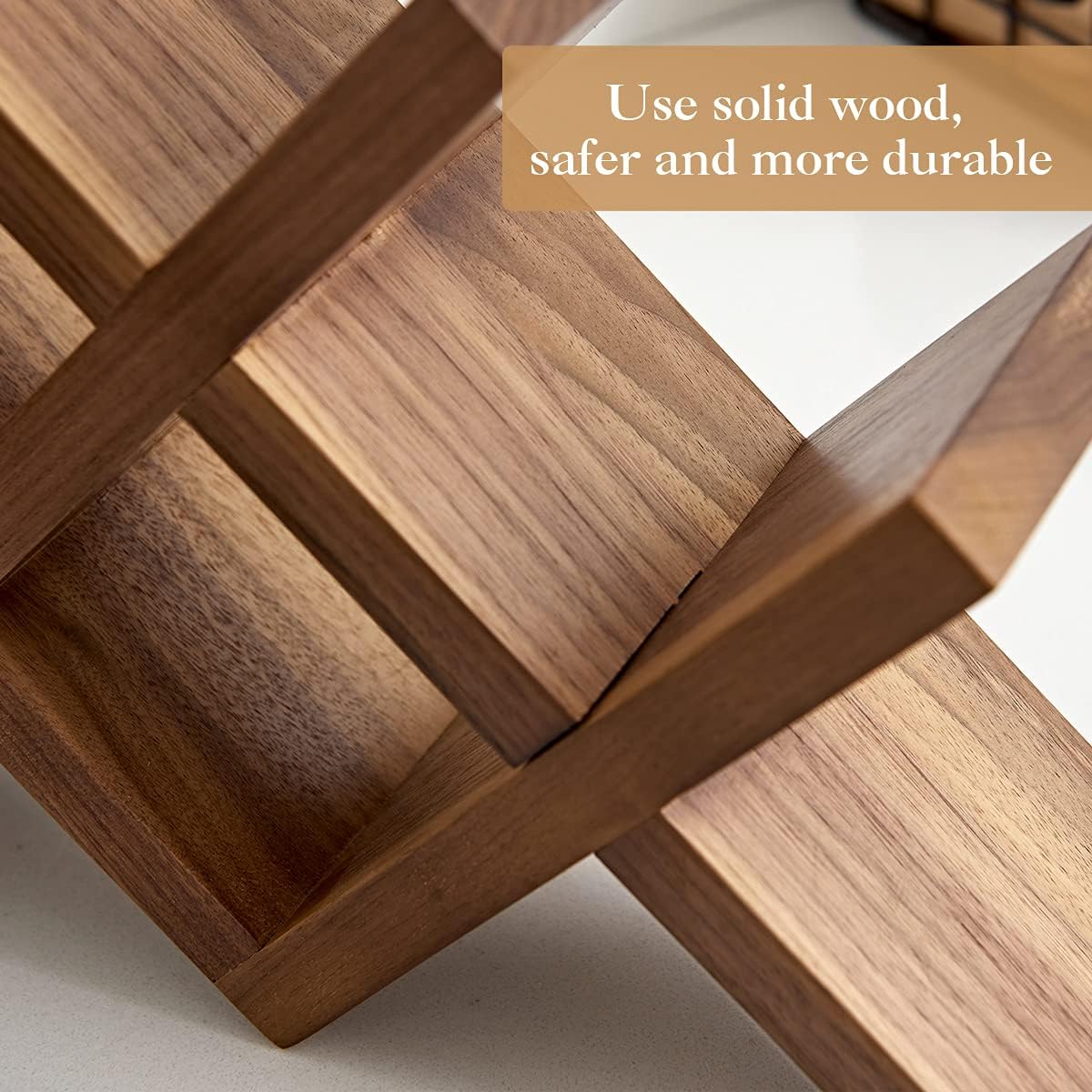 OAKERLAND 4 Bottle Walnut Wood Wine Rack Free Standing