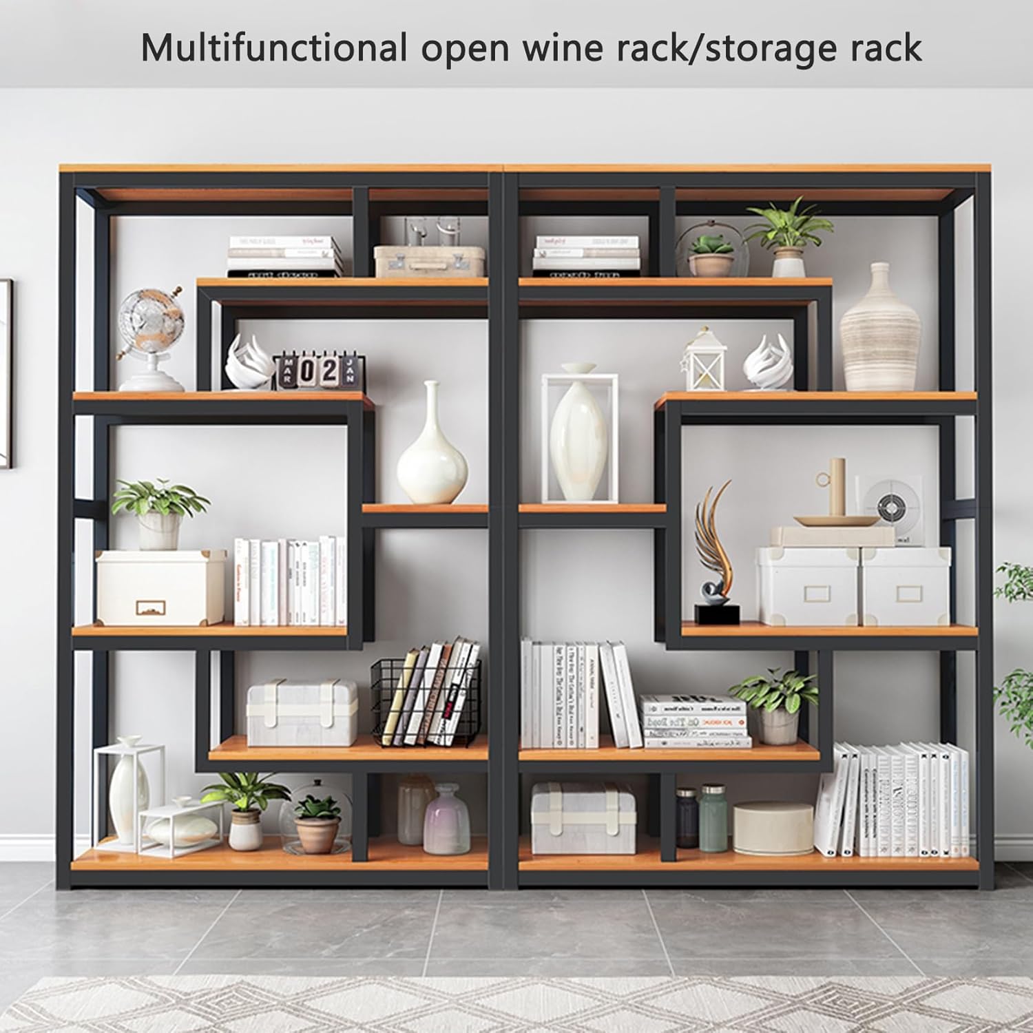 Yclty Freestanding Wine Rack with 6 Shelves Industrial Style