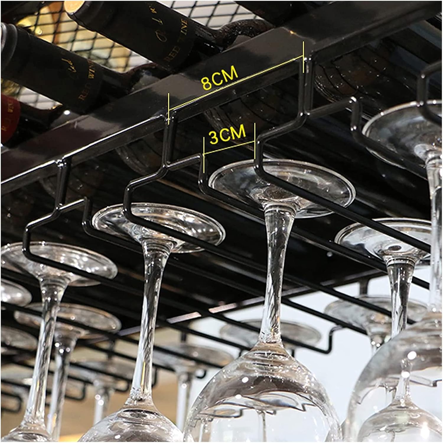 ALDEPO Wall-Mounted Wine Rack Durable Metal Ceiling Wine Holder