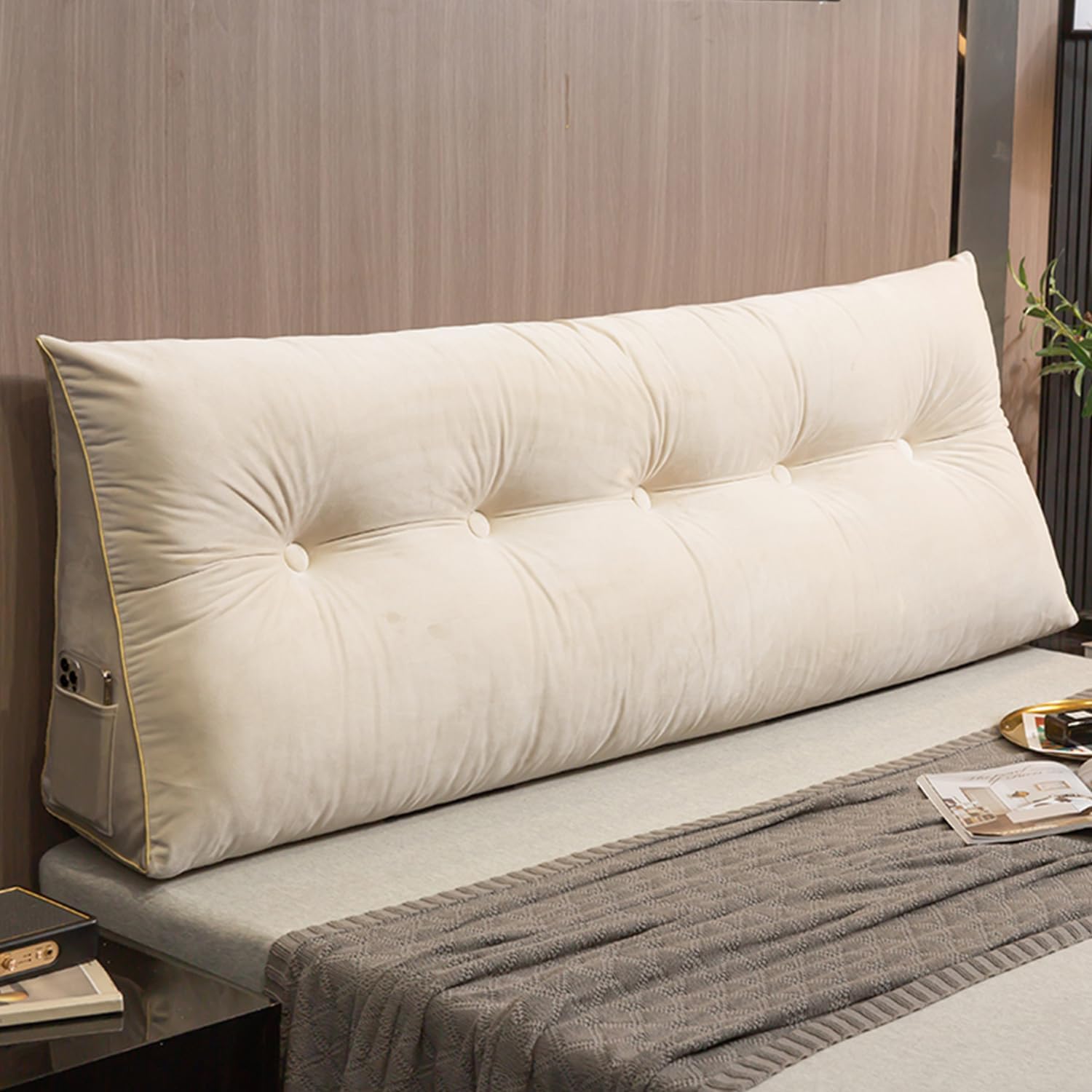 ZZYK Large Triangular Headboard Pillow Wedge 60cm Beige