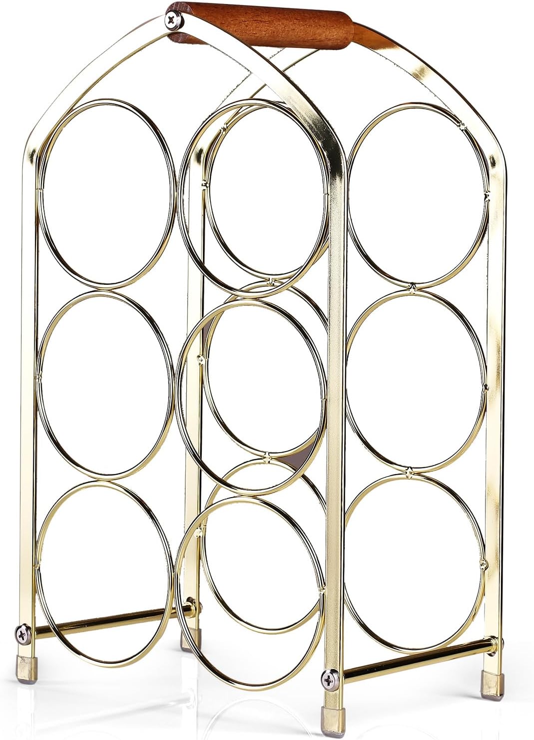 Drincarier 6 Bottle Countertop Wine Rack - Gold Metal 3 Tier Storage Stand