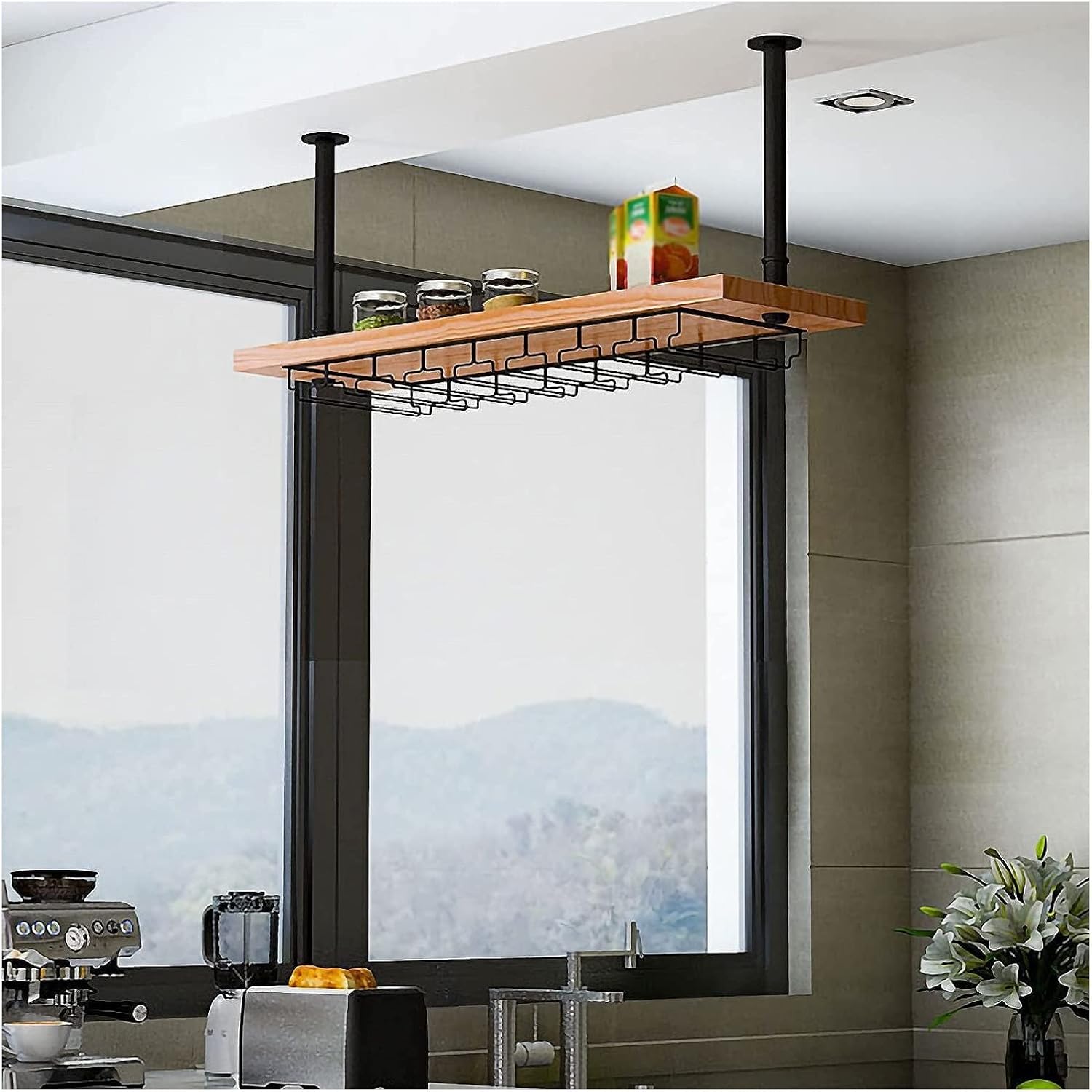 ALDEPO Wine Rack Single Layer Ceiling Mount Storage
