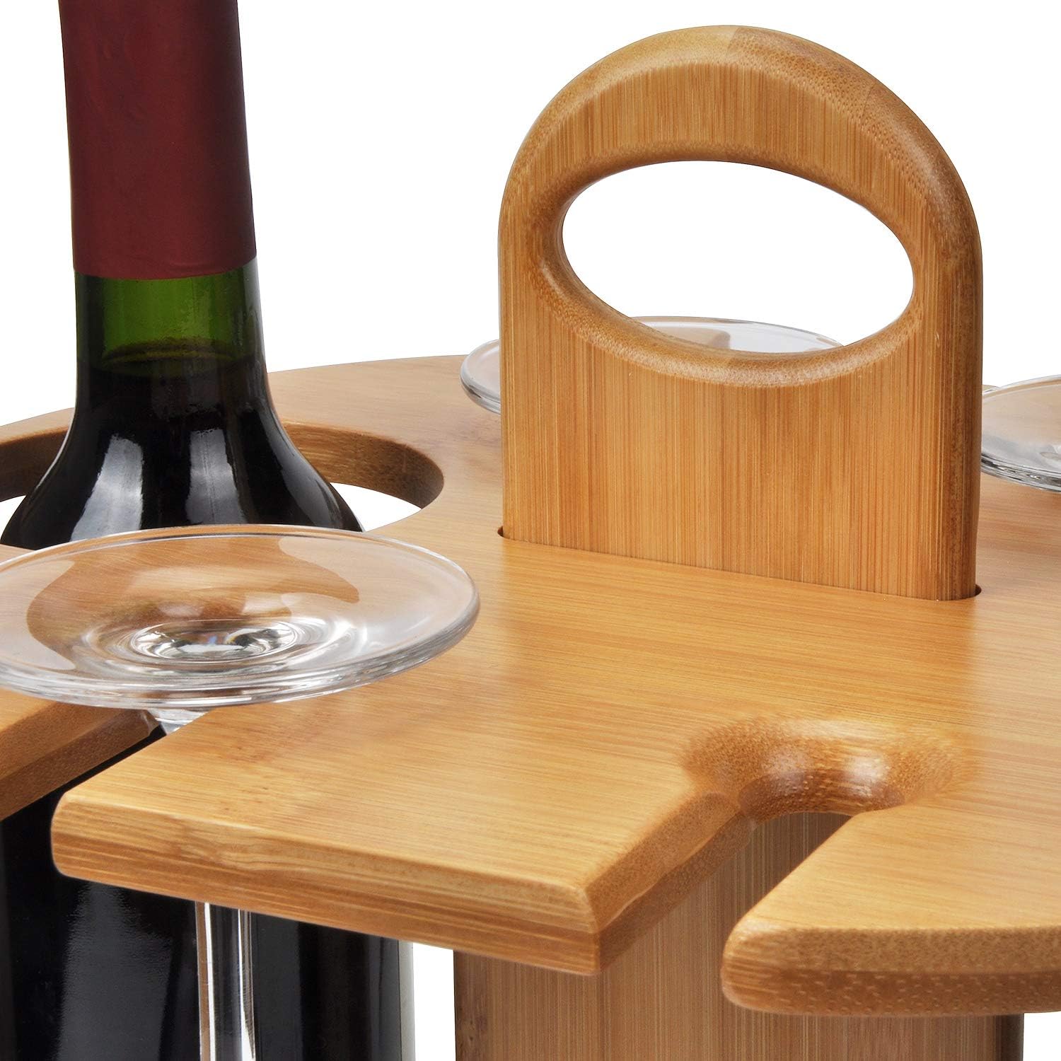 Tirrinia Bamboo Wine Rack 2 Bottles 4 Glasses