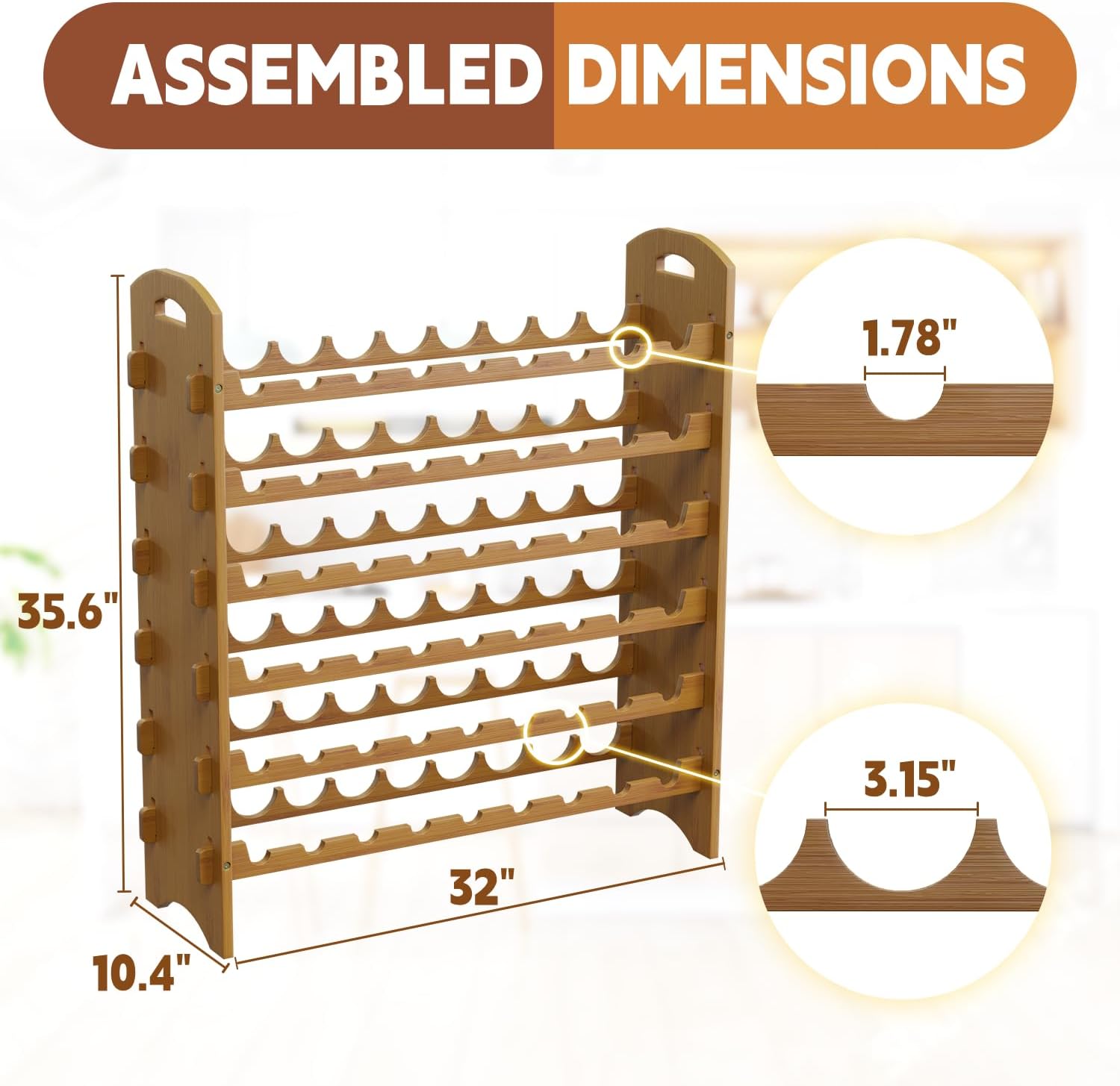 Ruichang Bamboo Wine Rack - 6 Tier 54 Bottle Capacity