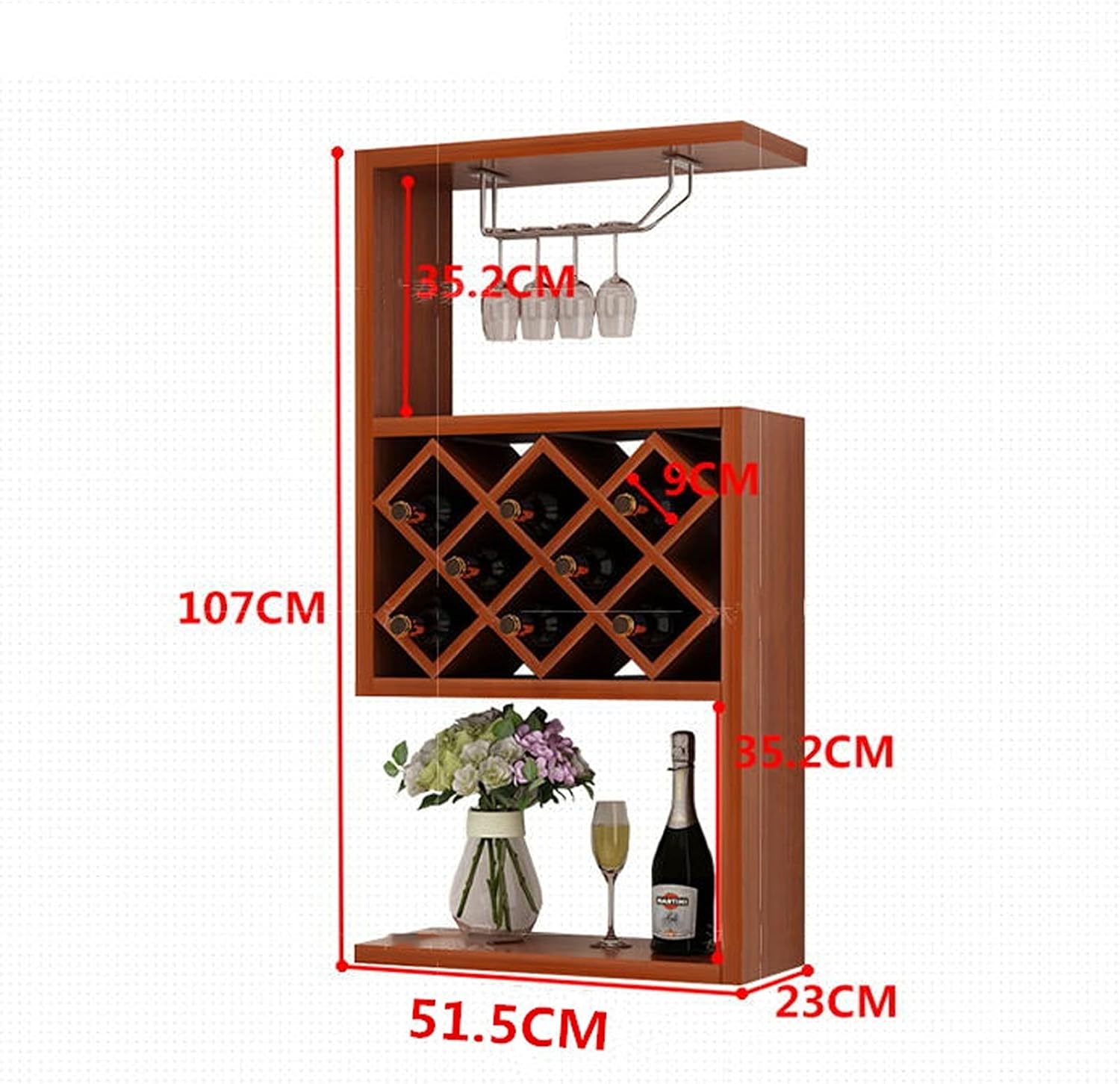 Suuim Wall-Mounted Wine Rack with Diamond Grid