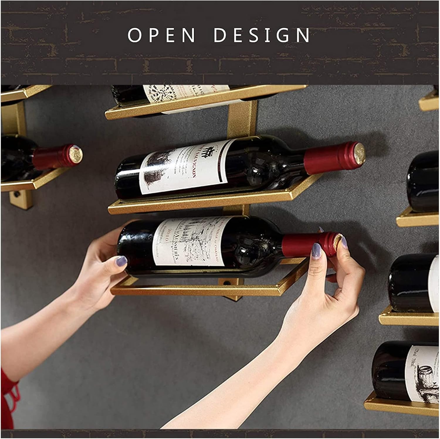 ALDEPO Wall-Mounted Wine Rack 4 Bottle Organizer