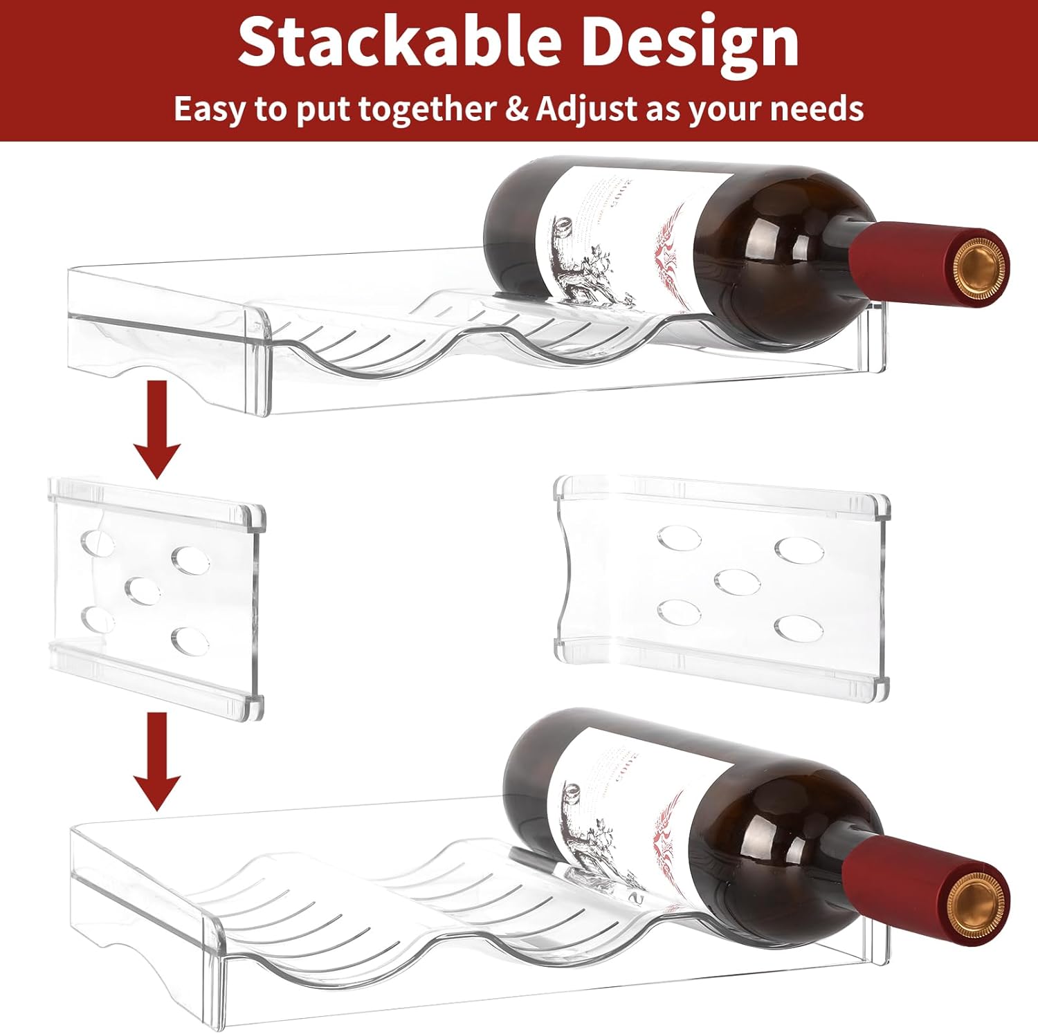 EZ COZY Stackable Wine Rack for 6 Bottles