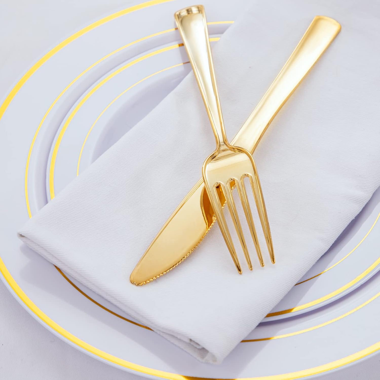 WDF 120 Pieces Gold Plastic Cutlery Set