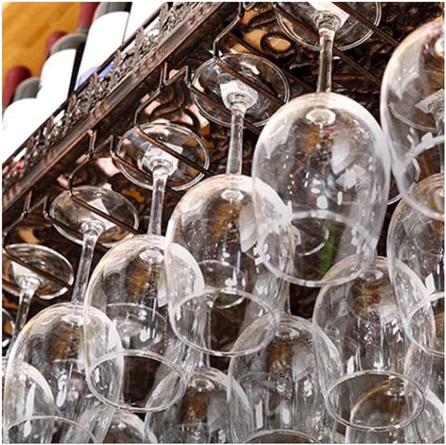 ULAINE Wall-Mounted Wine Glass Rack Lighted Brown Iron and Wood Design