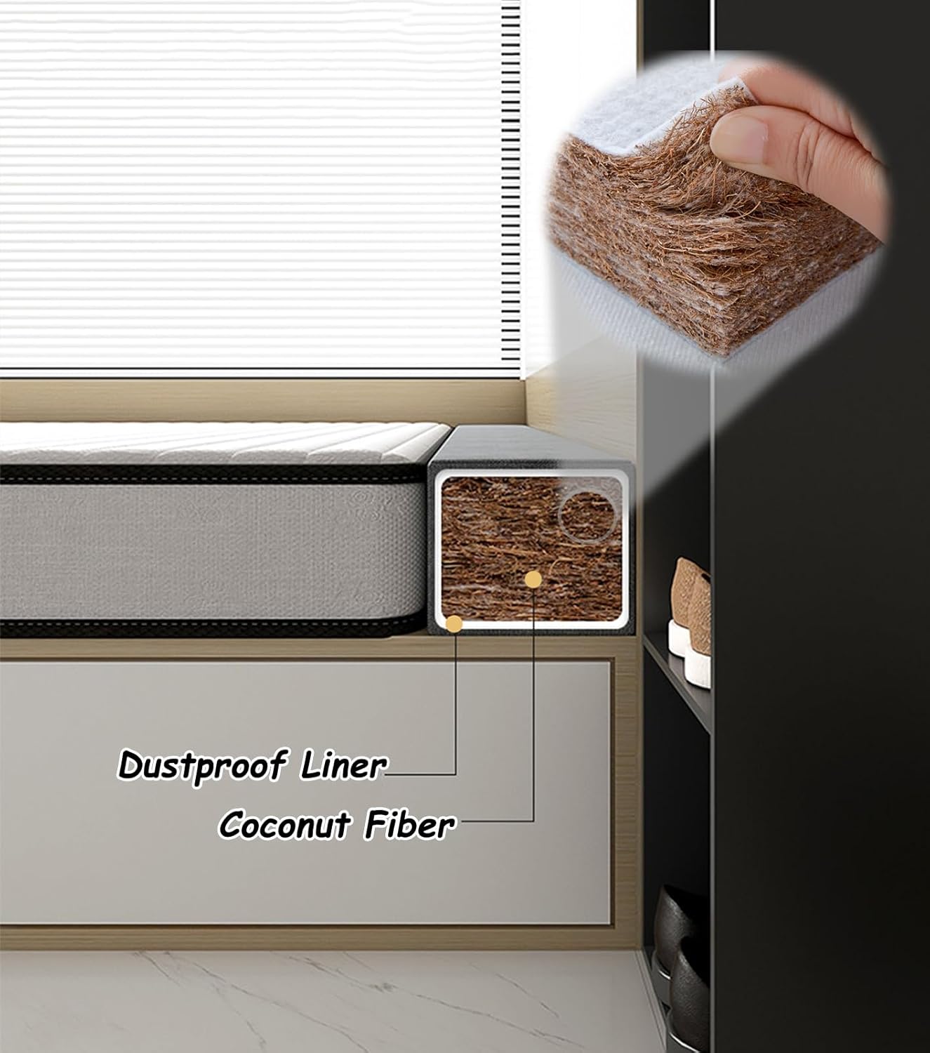 NEVKA Coconut Fiber Bed Gap Filler with Removable Cover