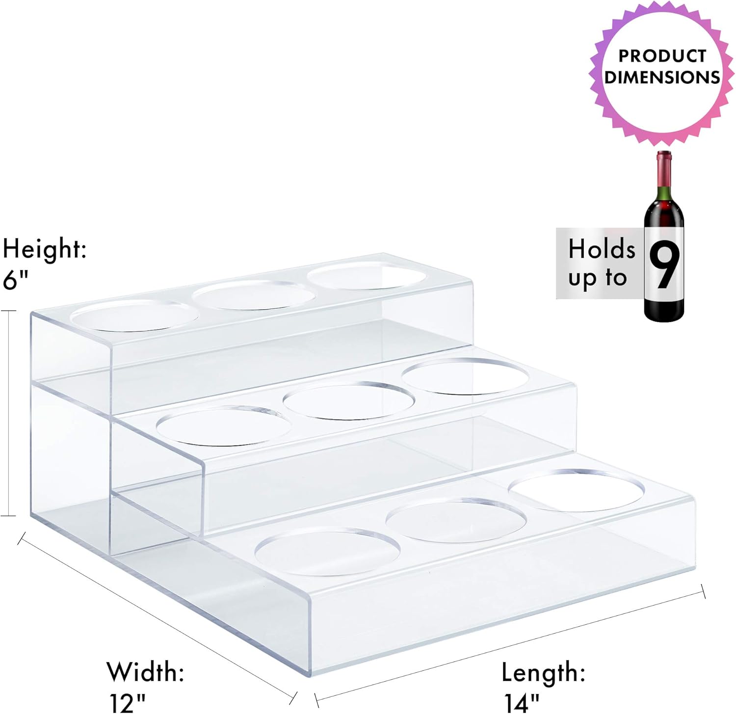 Srenta Acrylic 9 Bottle 3 Tier Rack Organizer