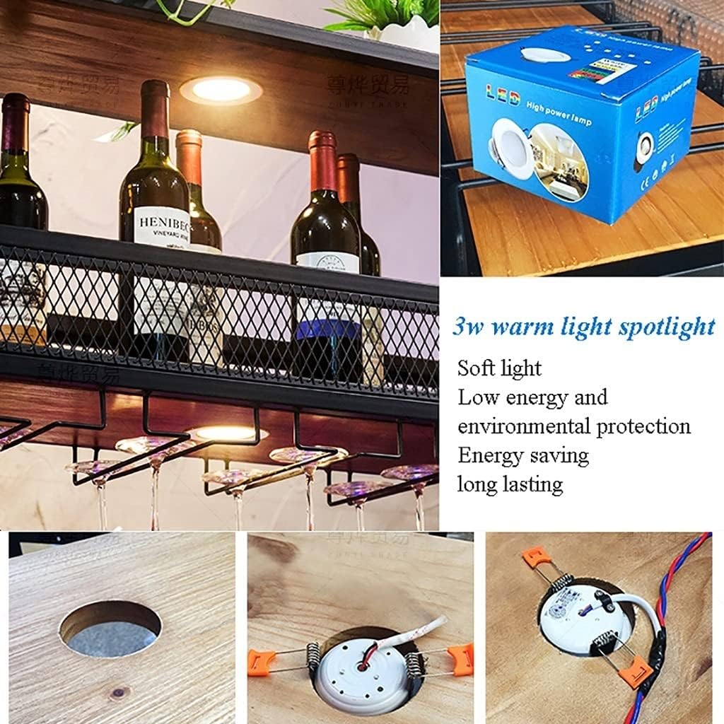 Suuim Wall-Mounted Wine Rack with Glass Holder and Lighting
