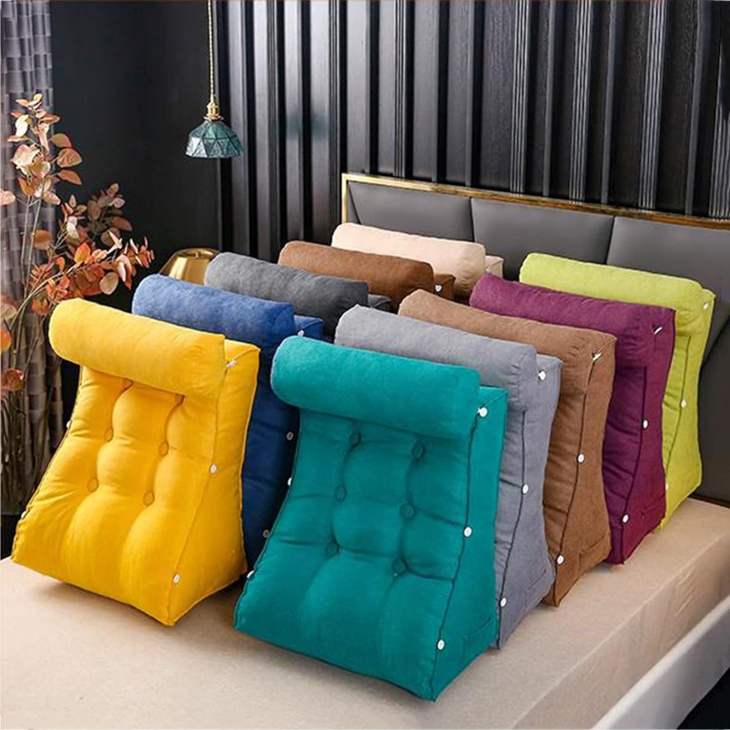 COZMAX Velvet Triangle Reading Pillow for Bed and Sofa