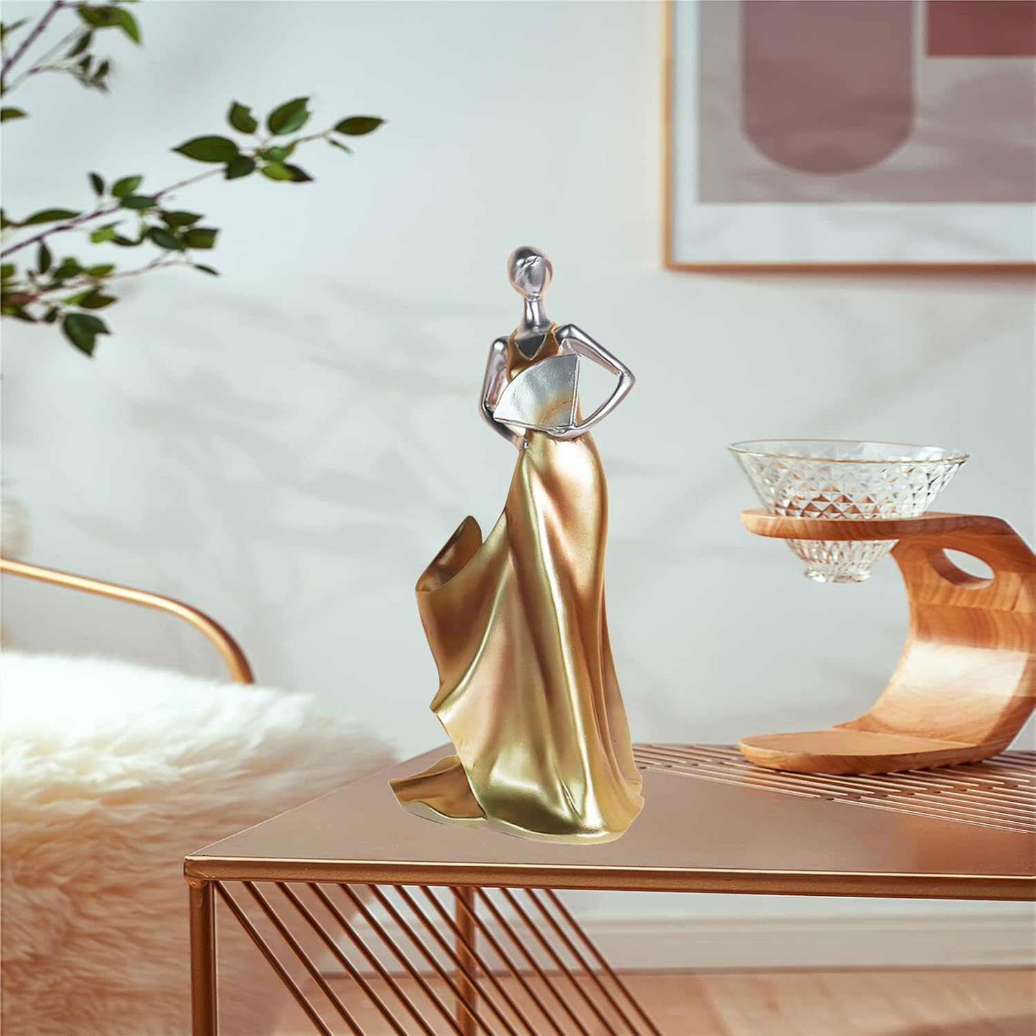 Artpaul Tabletop Wine Rack with Artistic Dancer Design Golden