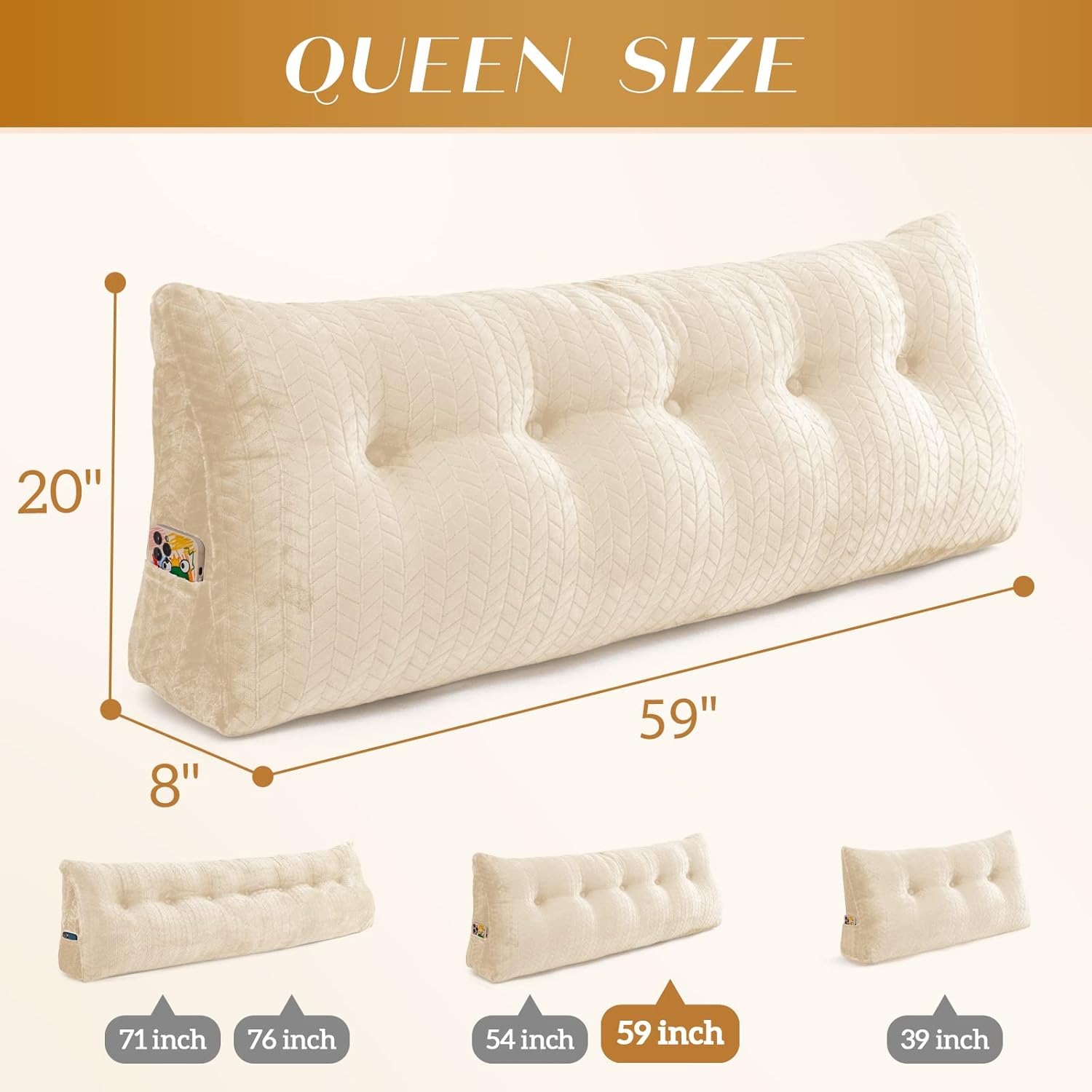 TerriTrophy Triangular Wedge Headboard Pillow